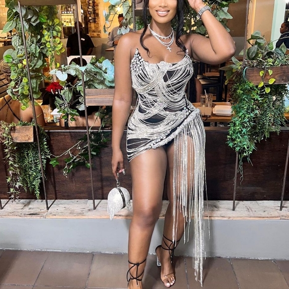 Angel Brinks Tokyo Bejeweled Diamond Birthday New Year Mini Strapless Dress - Picture 11 of 16